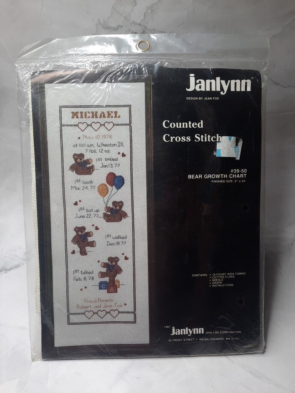 Janlynn Counted Cross Stitch Kit Bear Growth Chart 39 50 9x24